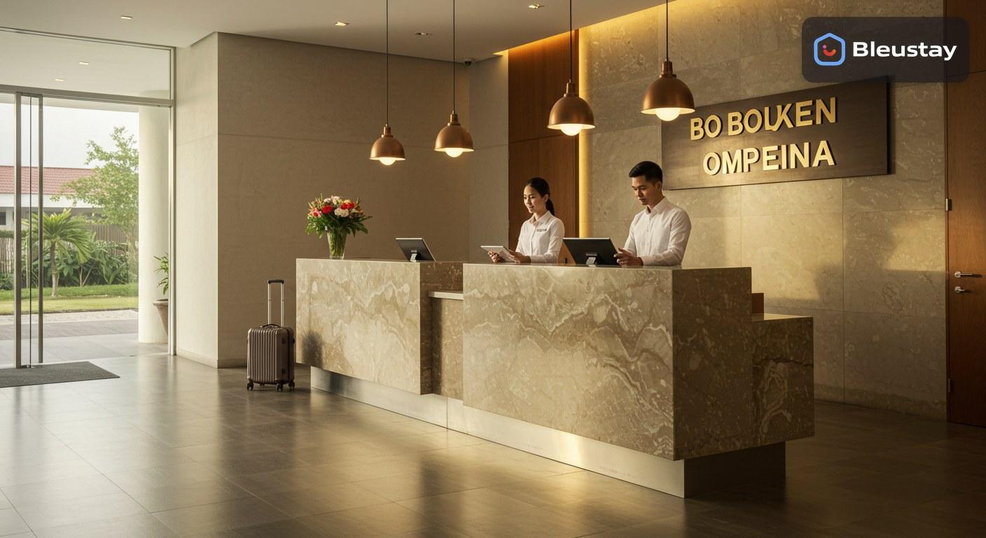 Hotel front desk team managing direct bookings on a PMS dashboard with room allocation and housekeeping status